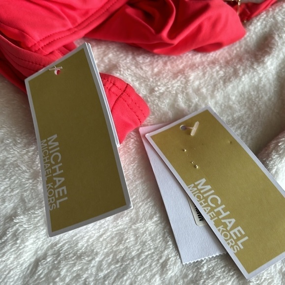 Michael Kors Sea coral 2 piece over the shoulder twist  tankini swimsuit S - Picture 14 of 14